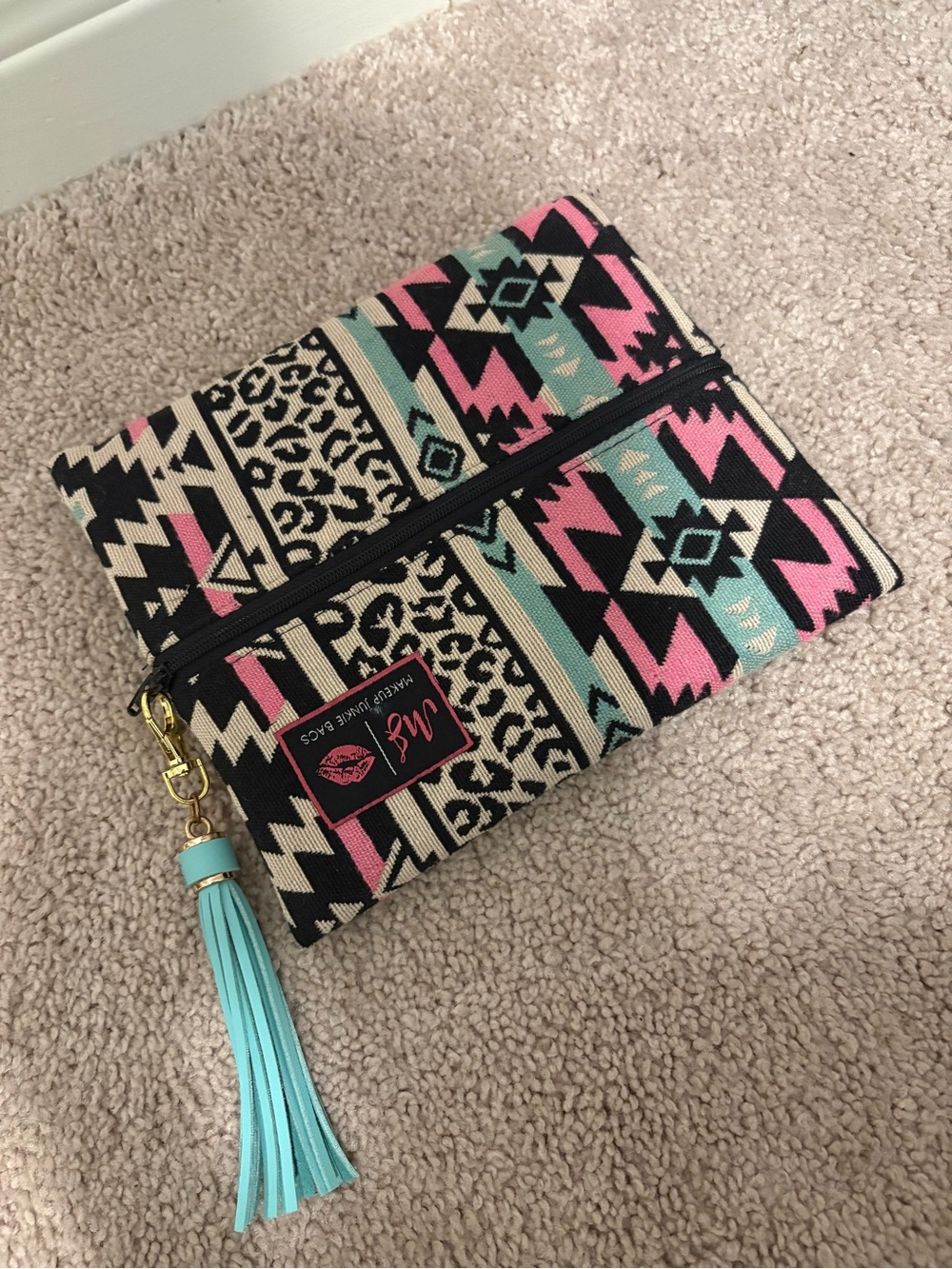 Small Aztec & Leopard Makeup Junkie Bag